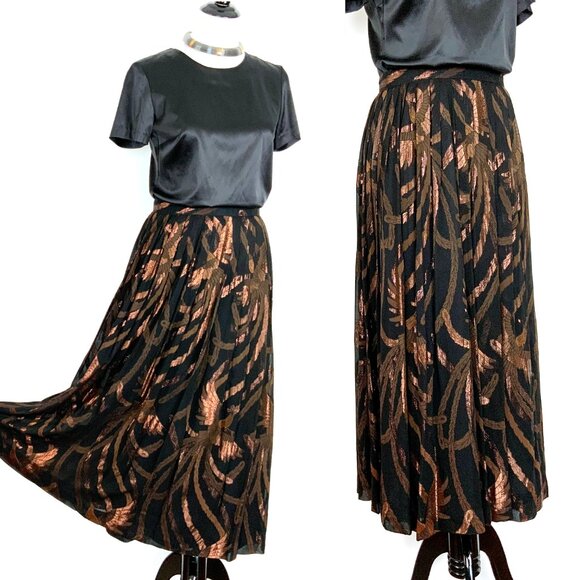 Evan Picone Dresses & Skirts - Vintage Evan Picone Pleated Maxi Evening Skirt Black Metallic Phoenix Sz 10 - 8